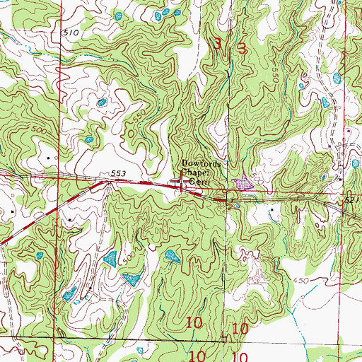 Topographic Map of Dowfords Chapel, MS