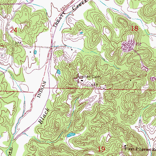 Topographic Map of Downer Cemetery, MS
