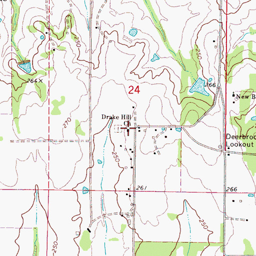 Topographic Map of Drake Hill Church, MS