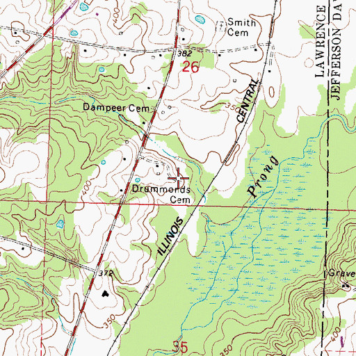 Topographic Map of Droummonds Cemetery, MS