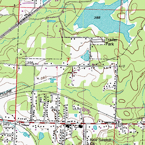 Topographic Map of Township of Bauxite, AR