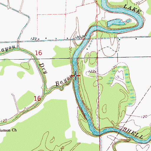Topographic Map of Dry Bayou, MS