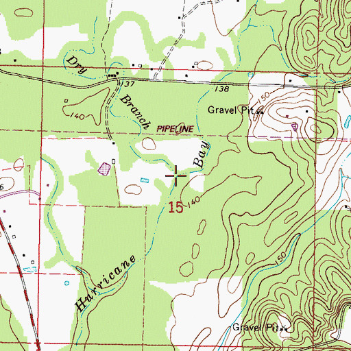 Topographic Map of Dry Branch, MS
