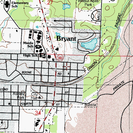 Topographic Map of Township of Bryant, AR