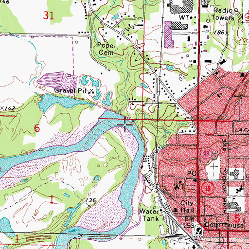 Topographic Map of Dry Creek, MS