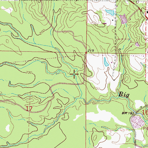 Topographic Map of Dry Creek, MS