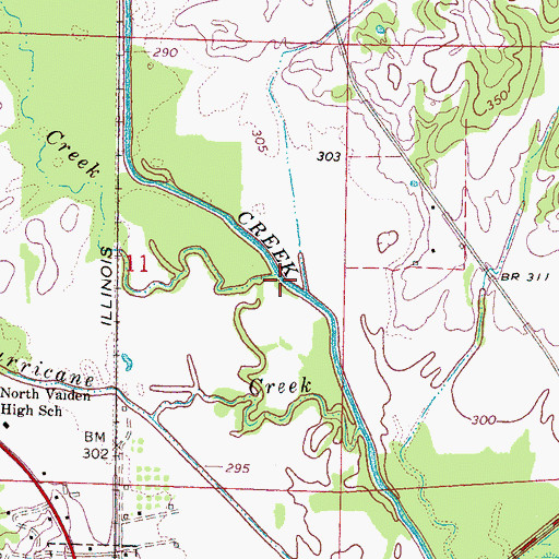 Topographic Map of Dry Creek, MS