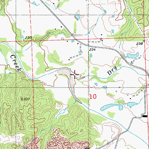 Topographic Map of Dry Creek, MS