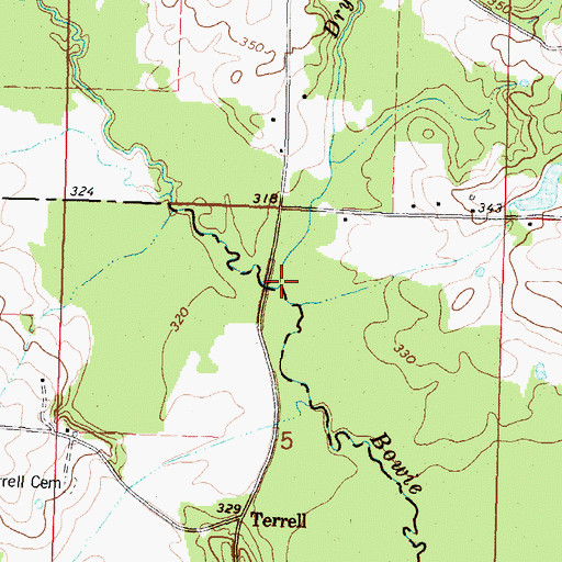 Topographic Map of Dry Creek, MS