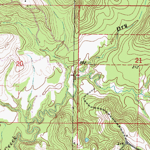 Topographic Map of Dry Creek, MS
