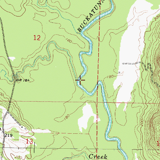 Topographic Map of Dry Creek, MS
