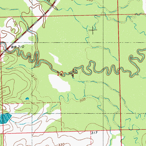 Topographic Map of Dry Creek, MS