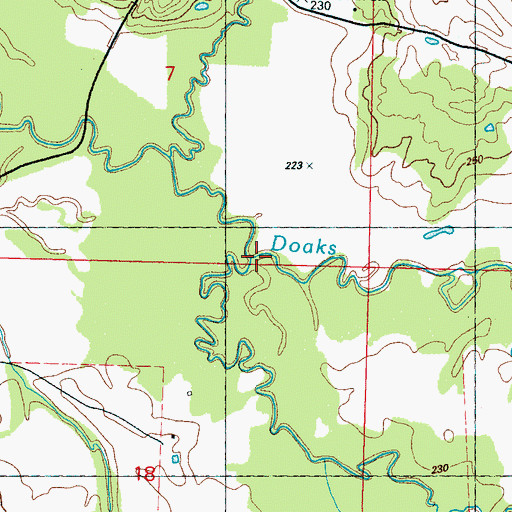 Topographic Map of Dry Creek, MS