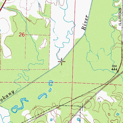 Topographic Map of Dry Creek, MS