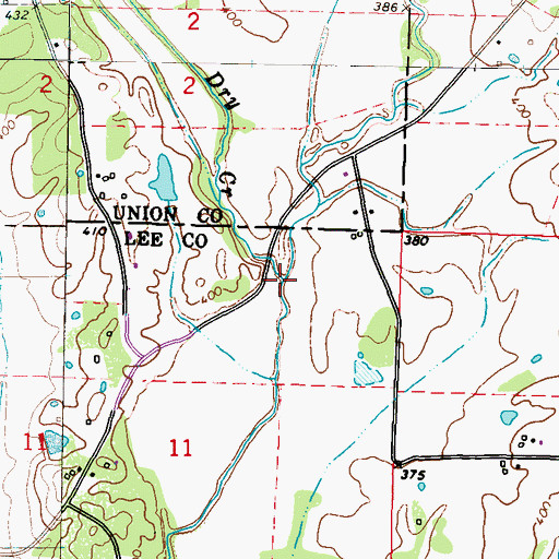 Topographic Map of Dry Creek, MS