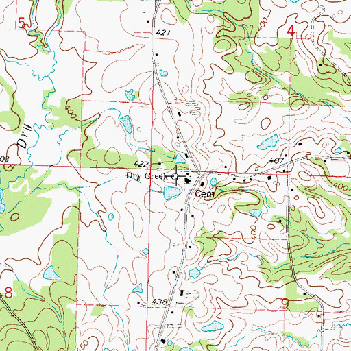 Topographic Map of Dry Creek Church, MS