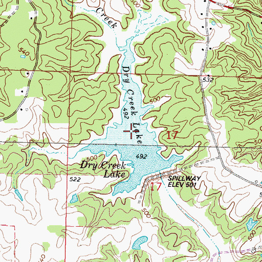 Topographic Map of Dry Creek Lake, MS