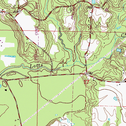 Topographic Map of Dry Prong, MS