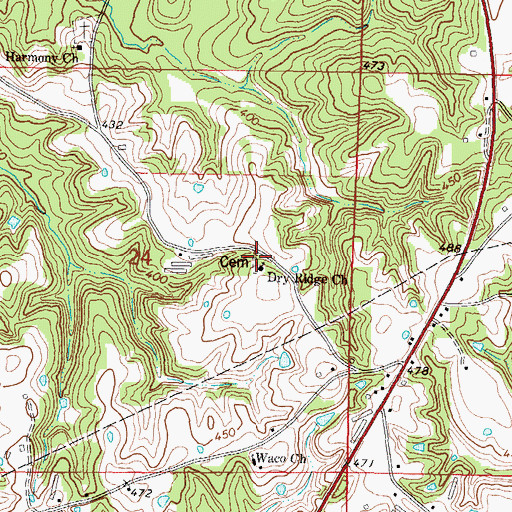 Topographic Map of Dry Ridge Church, MS