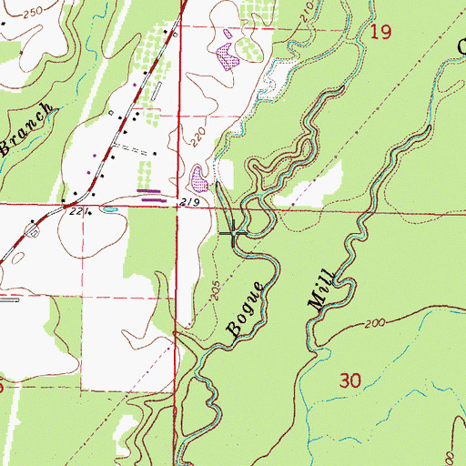 Topographic Map of Dry Swamp Creek, MS