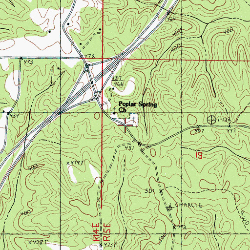 Topographic Map of DuBose School, MS