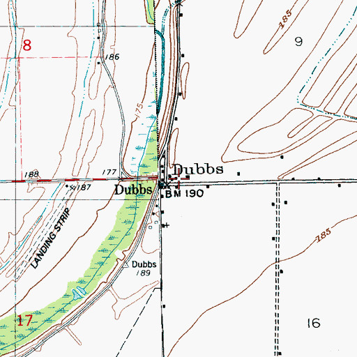 Topographic Map of Dubbs, MS
