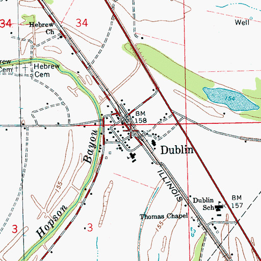 Topographic Map of Dublin, MS