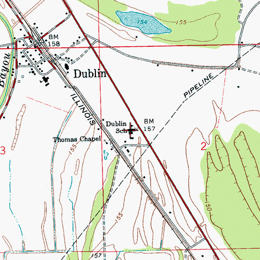 Topographic Map of Dublin School, MS