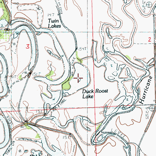 Topographic Map of Duck Roost Lake, MS