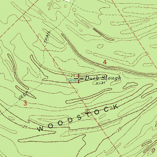 Topographic Map of Duck Slough, MS