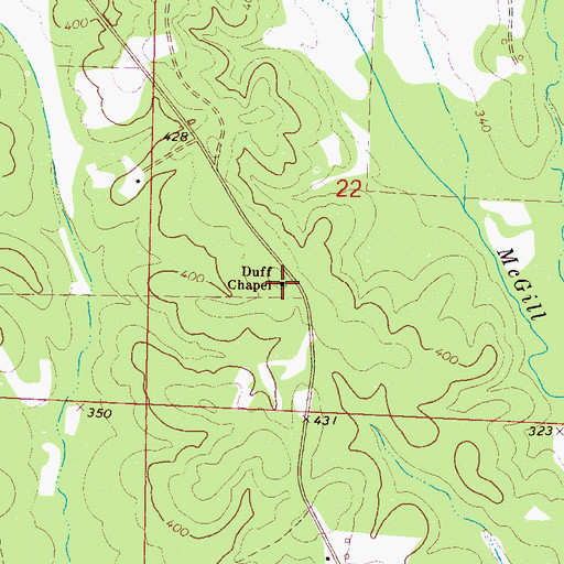 Topographic Map of Duff Chapel, MS