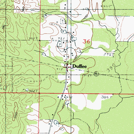 Topographic Map of Duffee, MS