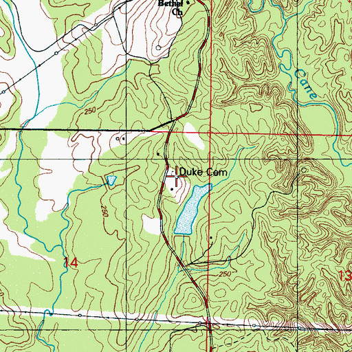 Topographic Map of Duke Cemetery, MS