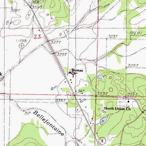 Topographic Map of Dumas School, MS