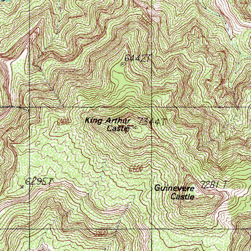 Topographic Map of King Arthur Castle, AZ