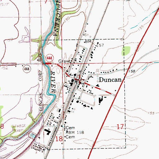 Topographic Map of Duncan, MS