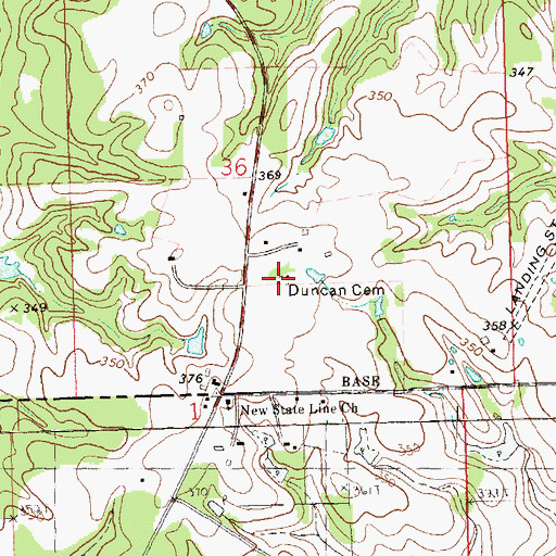 Topographic Map of Duncan Cemetery, MS