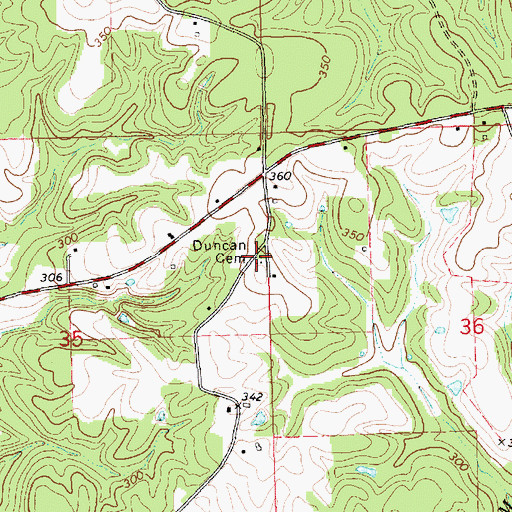 Topographic Map of Duncan Cemetery, MS
