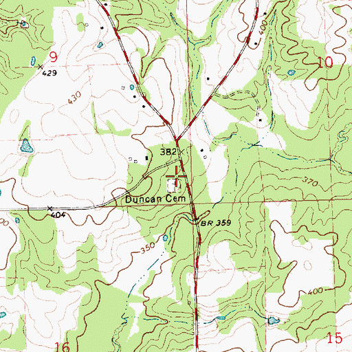 Topographic Map of Duncan Cemetery, MS