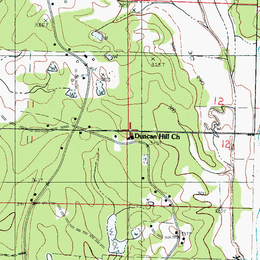 Topographic Map of Duncan Hill Cemetery, MS