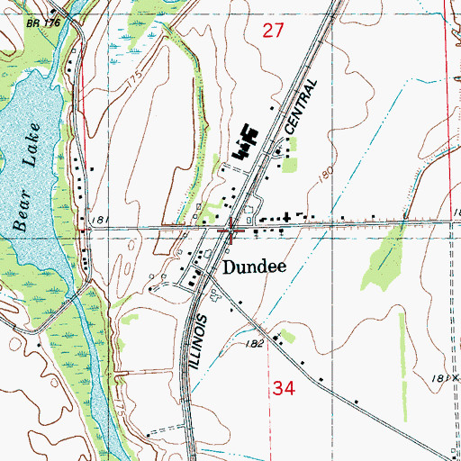 Topographic Map of Dundee, MS