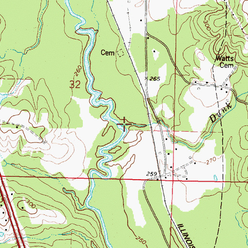 Topographic Map of Dunk Branch, MS