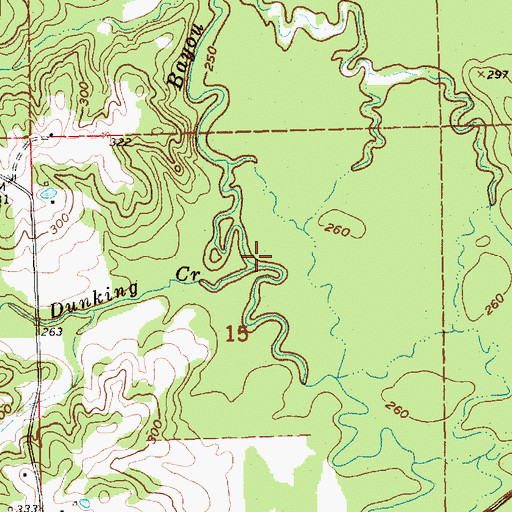 Topographic Map of Dunking Creek, MS