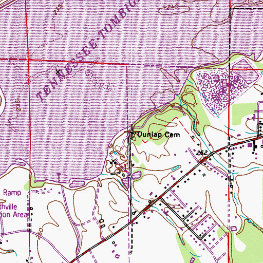 Topographic Map of Dunlap Cemetery, MS