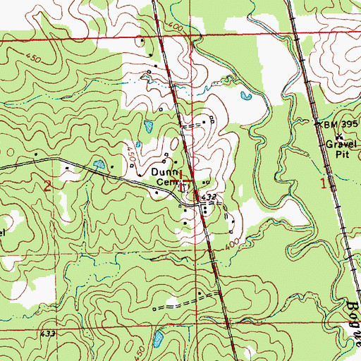 Topographic Map of Dunn Cemetery, MS