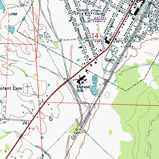 Topographic Map of Durant School, MS