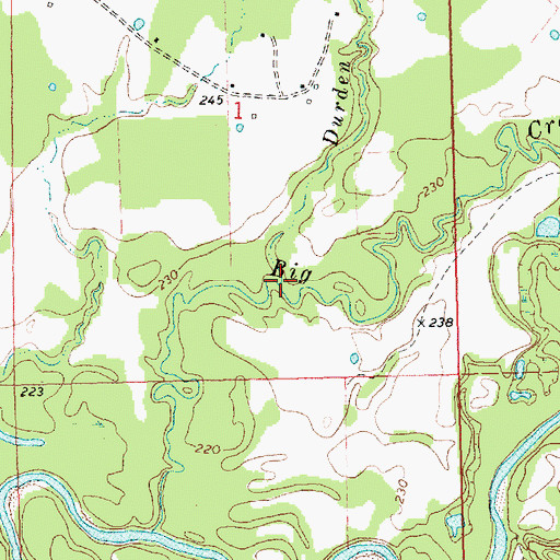 Topographic Map of Durden Branch, MS