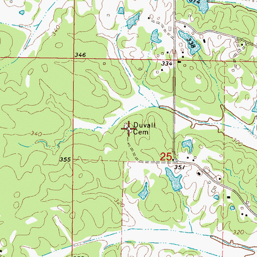 Topographic Map of Duvall Cemetery, MS