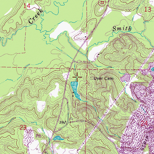 Topographic Map of Dyer Cemetery, MS