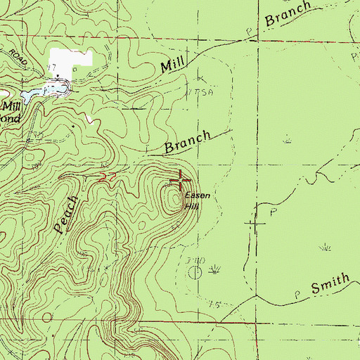 Topographic Map of Easen Hill, MS